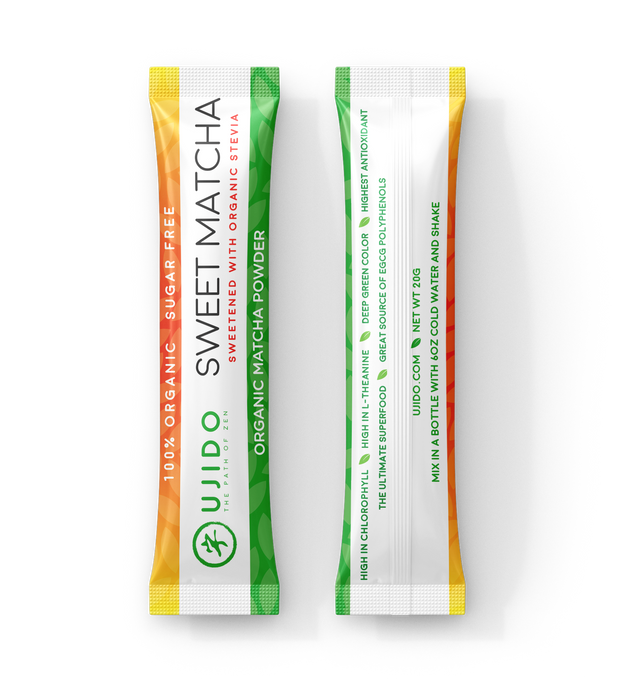 Front and Back Packets Organic Matcha Sweetened