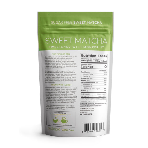 Sweet Matcha Latte Nutritional Facts Panel